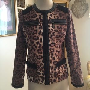 Chico’s Animal Print/Patent Leather trim jacket